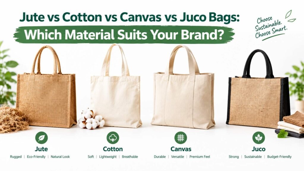 Jute vs Cotton vs Canvas vs Juco Bags: Which Material Suits Your Brand?